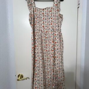 Ann Taylor Factory Floral Striped Midi Dress